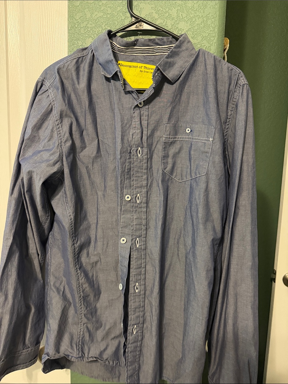 Descendants of Thieves Light Blue Men's Long-Sleeve Button-Up Shirt